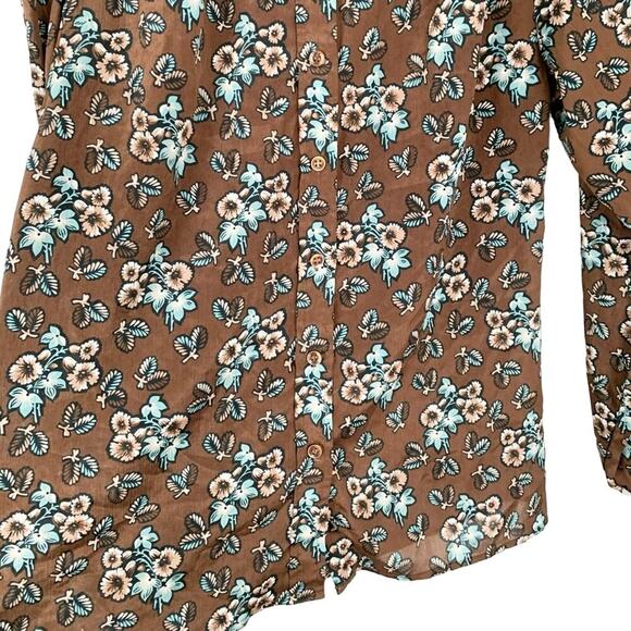 Casual Corner Women Vintage Blouse Long Sleeve Brown Floral Cottage Boho Medium - Picture 4 of 7